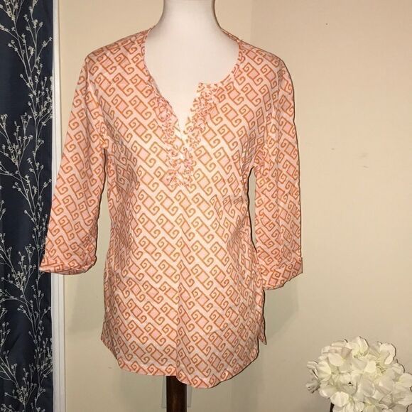 J. McLaughlin Geometric Lightweight Tunic Top - Picture 1 of 8